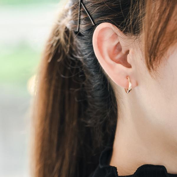 Jewel closet by L&Co. ピアス レディース メンズ 2連 フープ 地金 K10