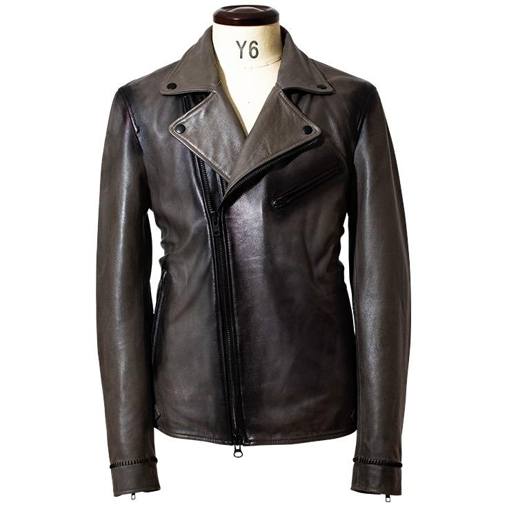 JUVENTUS 本革 手染めダブルライダースジャケット メンズ ユベントス