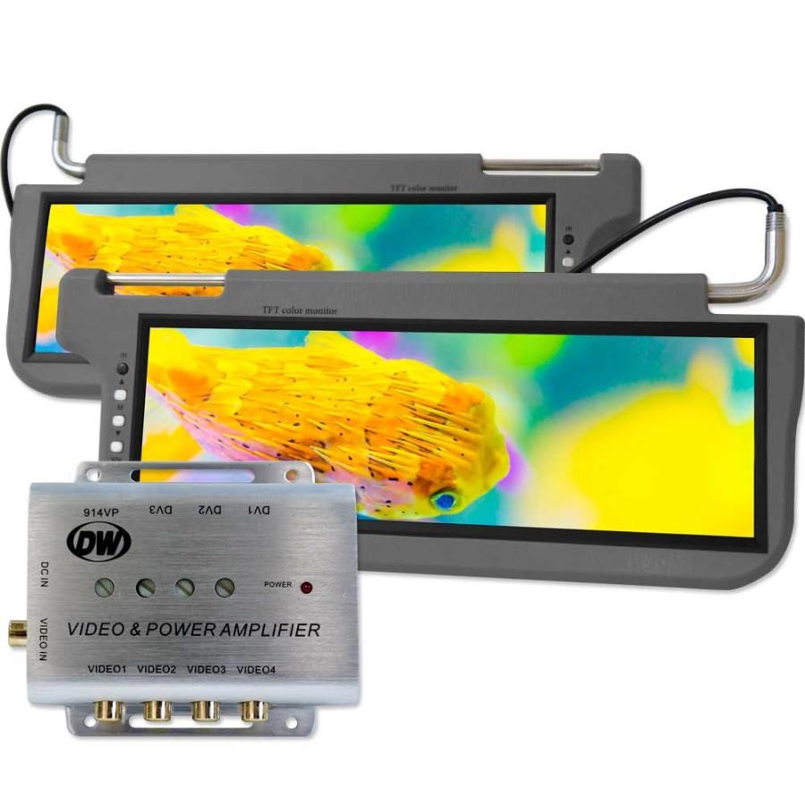 サンバイザーモニター 12.2インチ 分配器 セット 左右セット ブラック