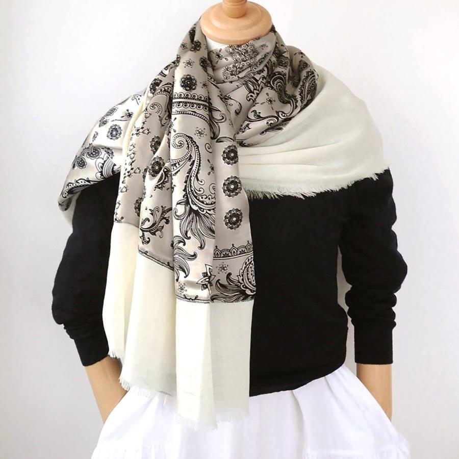 シトラス CITRUS 正方形 ストール バンダナ柄 シルク ベージュ