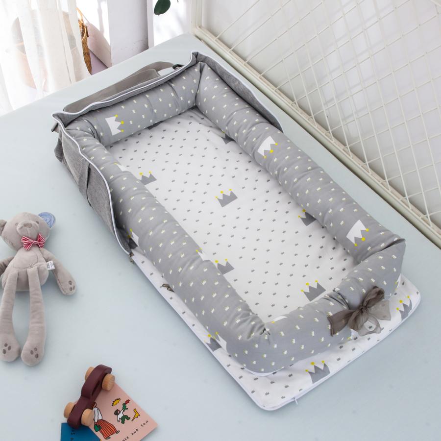 ☆ グレー王冠 ベビーベッド ベッドインベッド xbjh0511 持ち運び