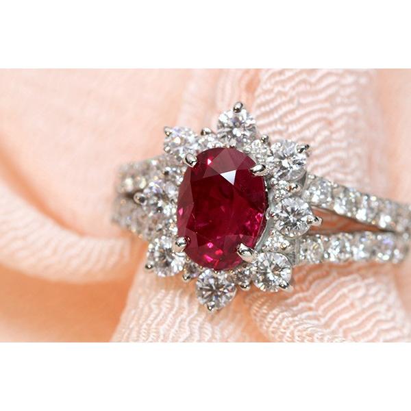 ルビー リング/指輪 2.09ct プラチナ900 PT900 濃厚レッド 力強い赤