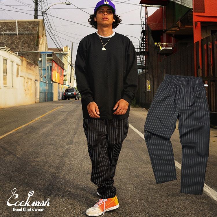 COOKMAN（クックマン） Chef Pants Pin Stripe Black シェフパンツ