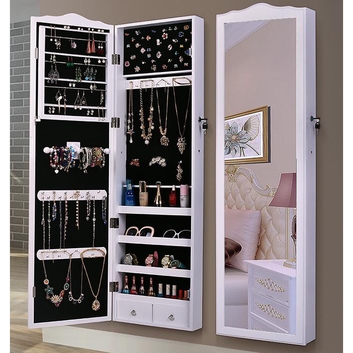 A29663 収納棚 スタンドミラー 全身鏡 ミラー付きラック 収納ラック