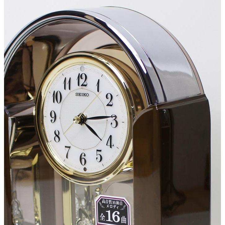 SEIKO（セイコー） メロディ付き 電波置時計 回転飾り 濃茶マーブル
