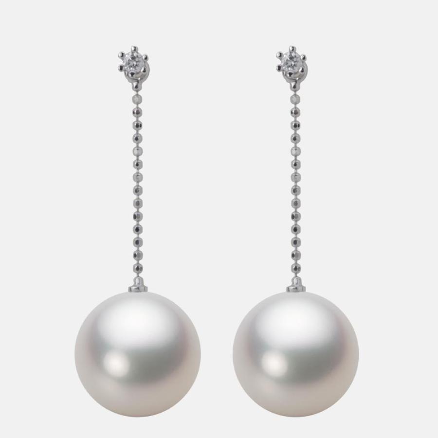 ムーンレーベル 公式] 南洋真珠 ピアス 12mm 白蝶 真珠 K18WG ホワイト