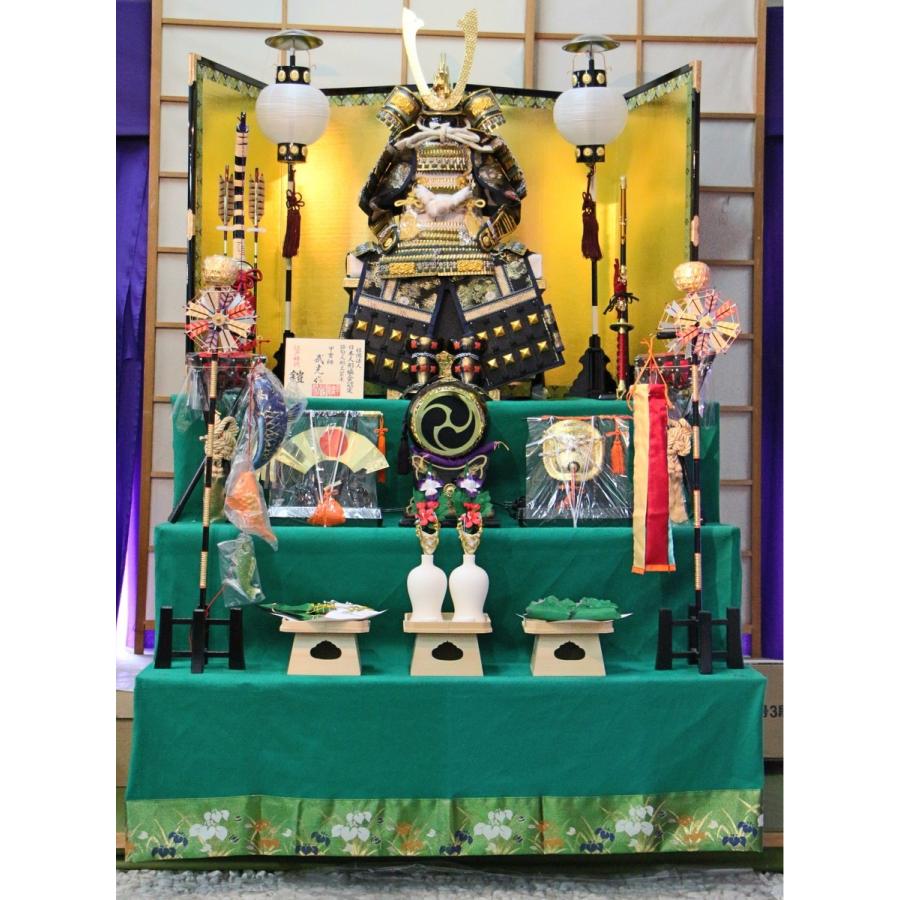 五月人形兜三段飾り 105 12号 新若草山大鎧 No.1【五月人形】 : 人形の