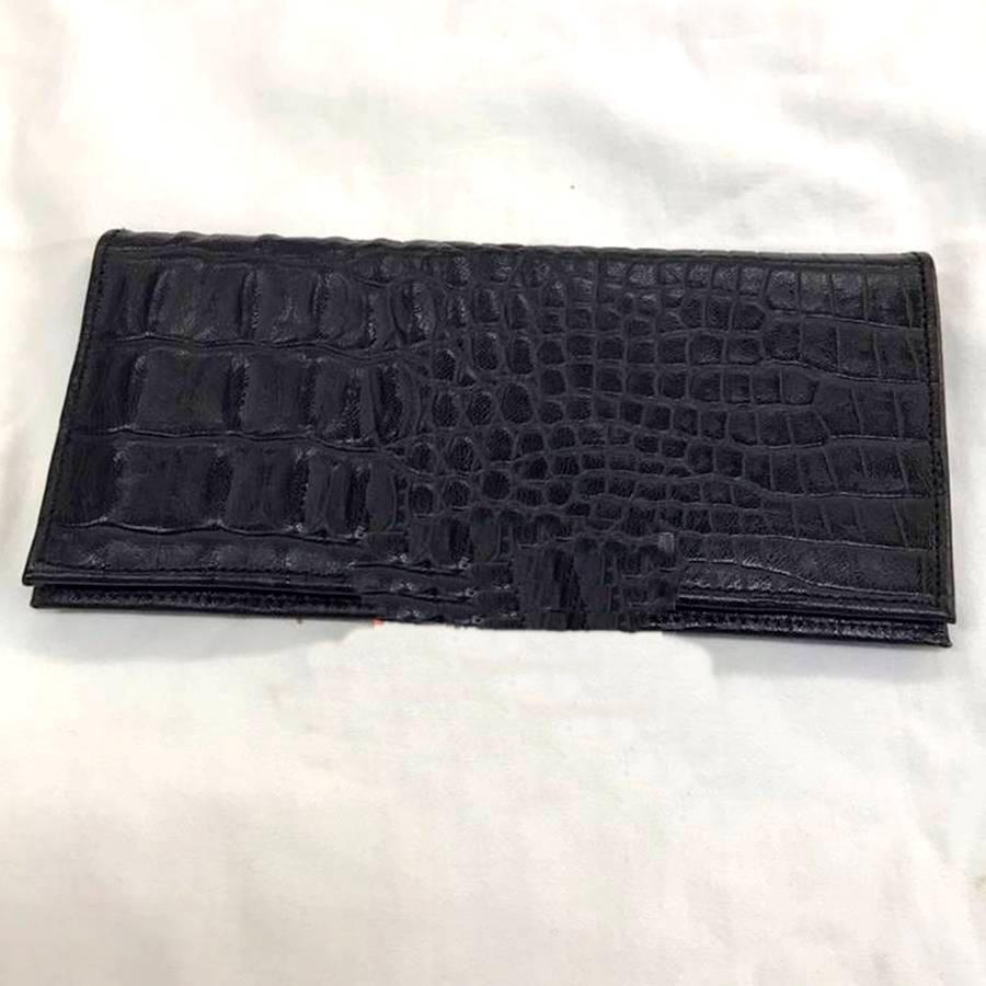 皇居勤労奉仕記念品 クロコダイル 長財布 黒色 つやなし クリック