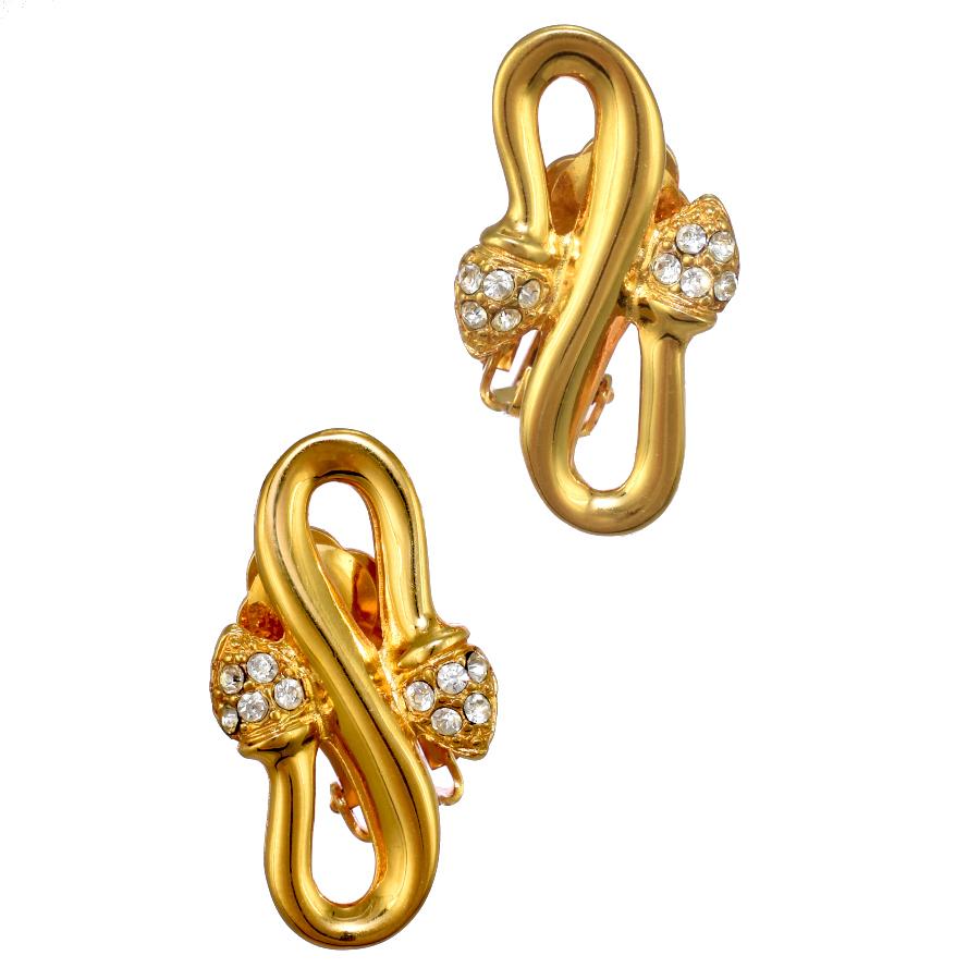 FENDI（フェンディ） イヤリング ラインストーン ゴールドカラー 両耳