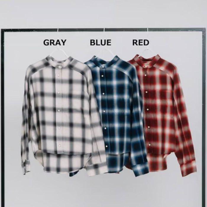 BLANC basque/ブラン バスクの オンブレチェックパールボタンシャツ