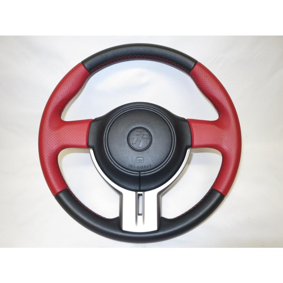 レッドステッチ! 86 ZN6 純正 革 ステアリング ハンドル エアバック