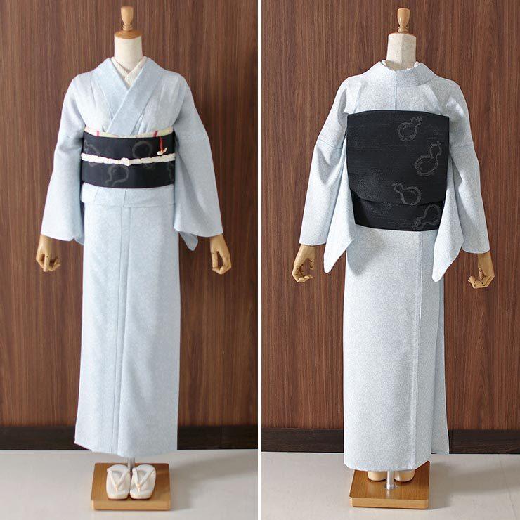 着物 夏用 夏物 単衣 洗える着物 蝋纈更紗 薄ブルー セオアルファ 単衣