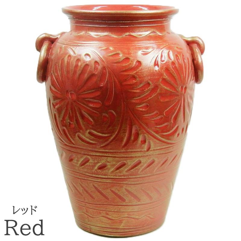 イタリア製 陶器 傘立て / アンブレラスタンド 花柄 グリーン ブルー