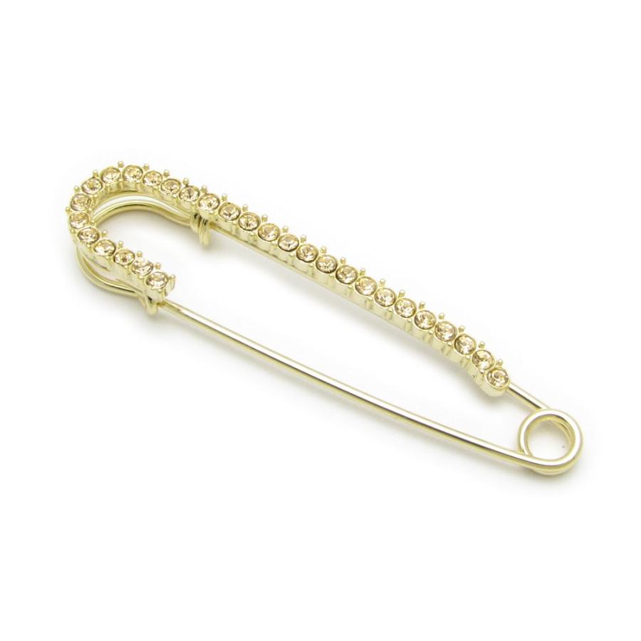 ブローチ 安全ピン ピンブローチ ラインストーン ゴールドカラー