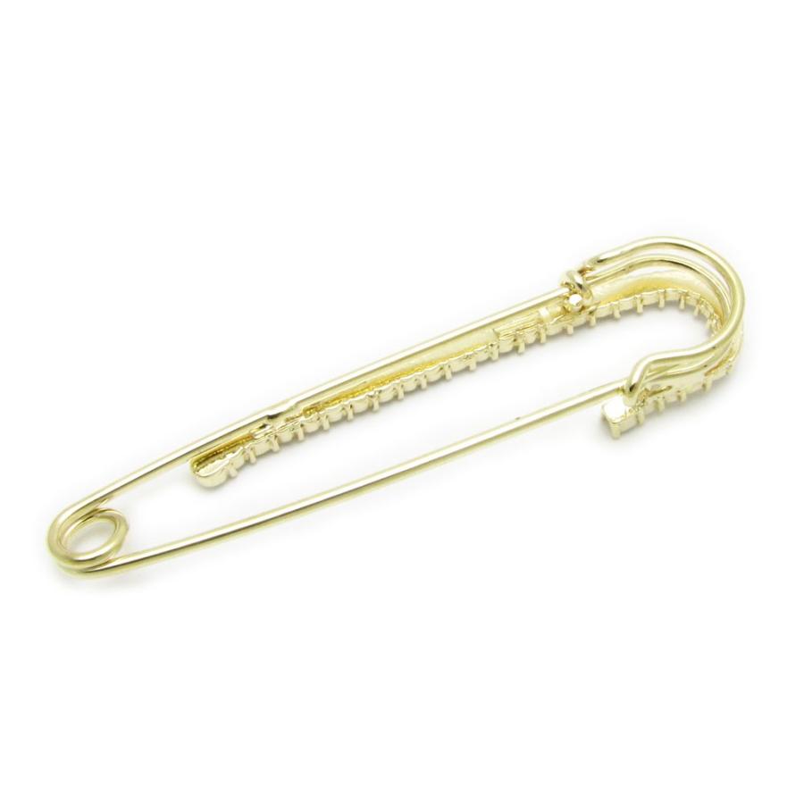 ブローチ 安全ピン ピンブローチ ラインストーン ゴールドカラー