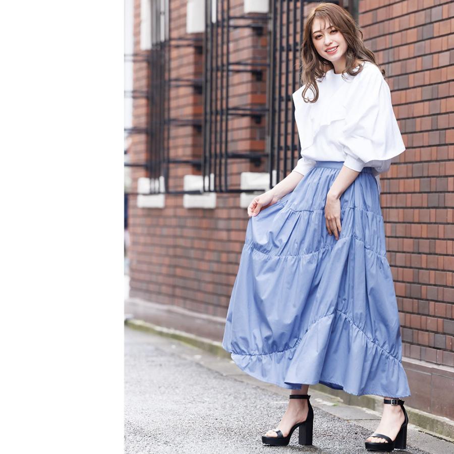 アウトレット マキシフレアスカート レディース ギャザースカート