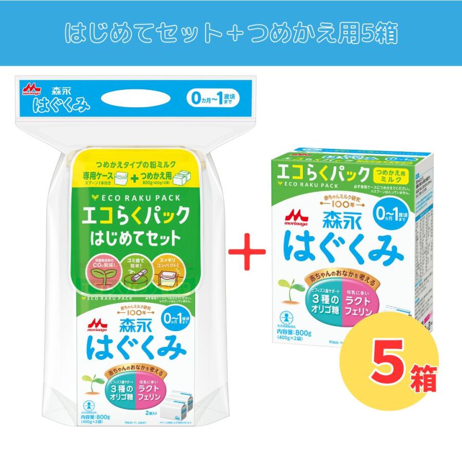 はぐくみ 森永 エコらくパック【はじめてセット ＋ つめかえ用 5箱