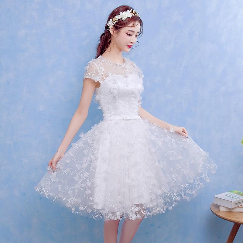 ミニドレス 白 二次会 ウェディングミニドレス 安い 花嫁 ウェディング