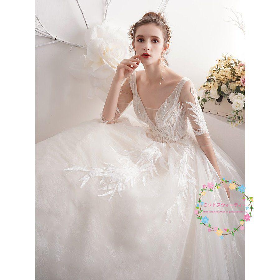 マタニティ ウェディングドレス エンパイア 調節 花嫁 白 シンプル