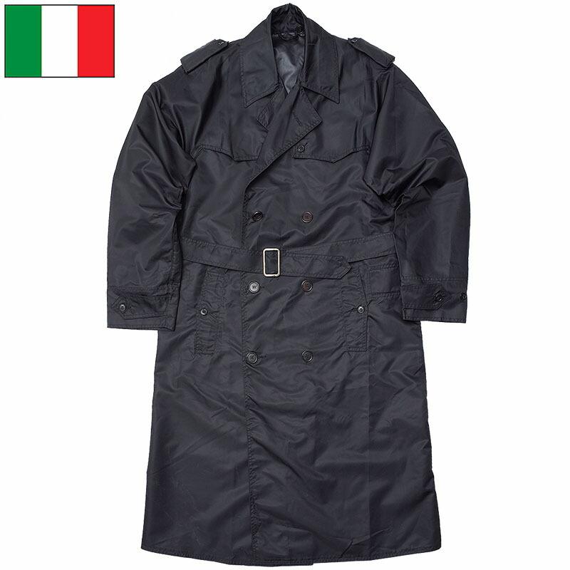 イタリア軍 NAVY ナイロン トレンチコート ネイビー デッドストック