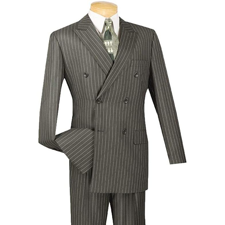 メンズ ギャングスター ピンストライプ ダブルブレスト 6ボタン