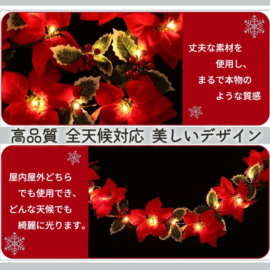 ポインセチア イルミネーションライト クリスマス 3m 20球 電池式 屋内