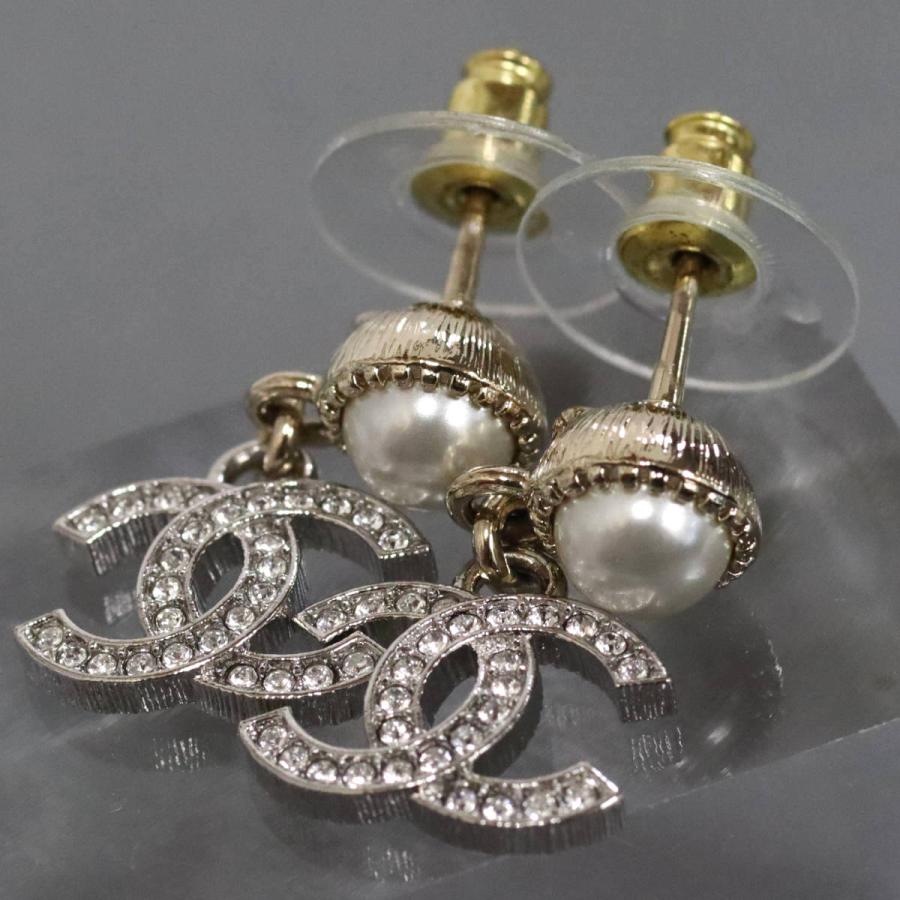 CHANEL（シャネル） ココマーク フェイクパール ラインストーン ピアス