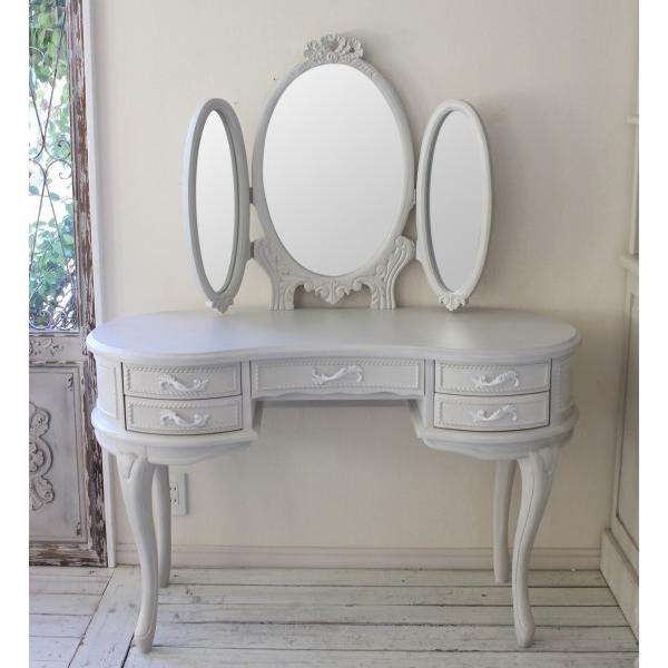 3面ドレッサー ドレッサー かわいい 猫脚 三面鏡 高級 リボン 洋風