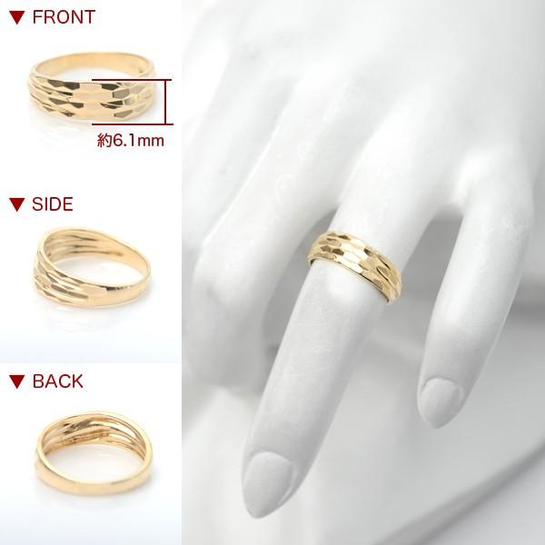 18金 リング k18 指輪 ゴールド 多面 カットリング ウェーブ ライン