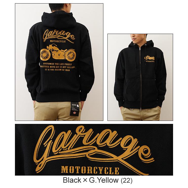 ジーンズ 12ozジップパーカ MOTORCYCLE オリジナル バイカー プリント