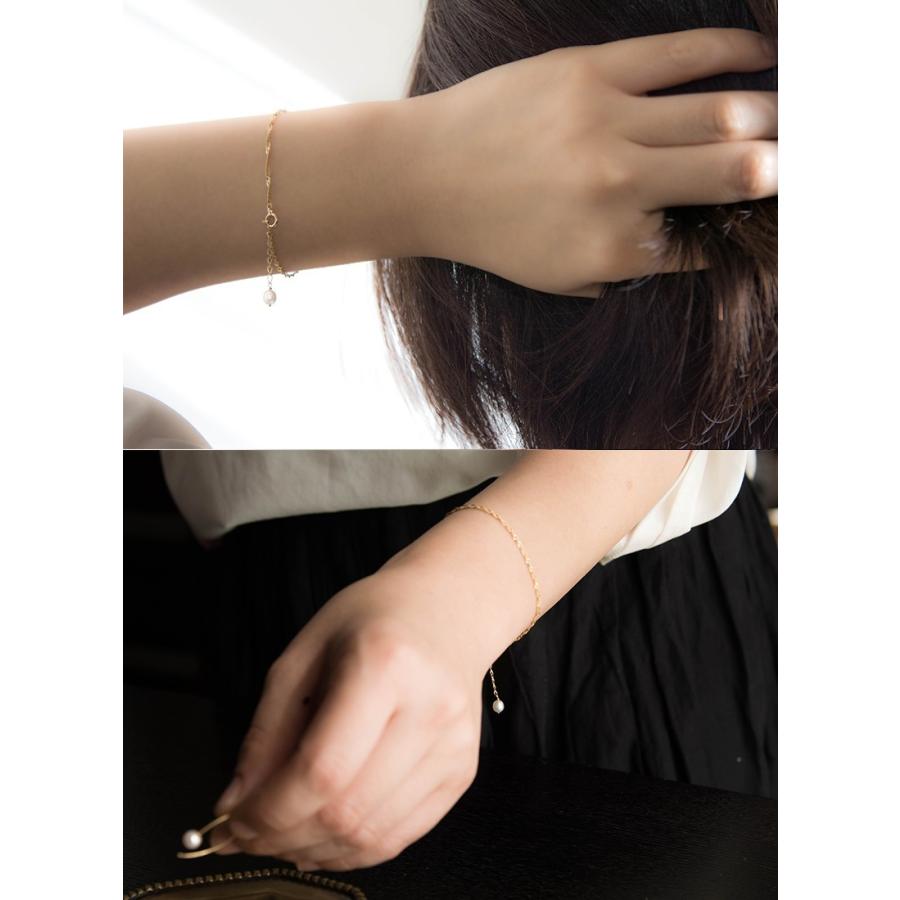 ブレスレット k18 パール 真珠 レディース スクリューチェーン