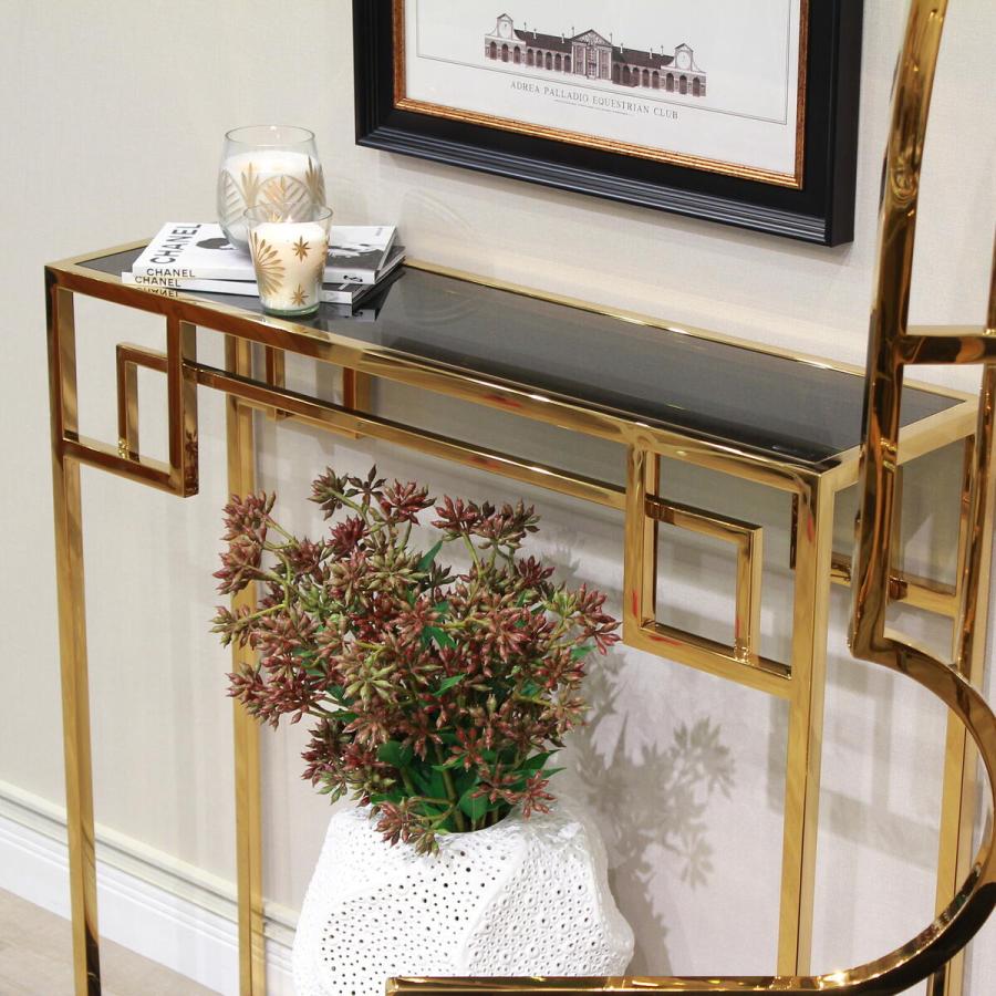 ガラス×大理石 コンソールテーブル ゴールド モダン アイアン