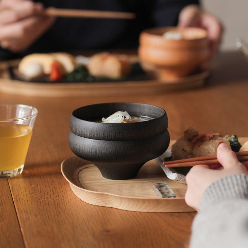 汁椀 TSUMUGI 瓢型 プレーン ブラック ひさご 天然木 欅 けやき 日本製