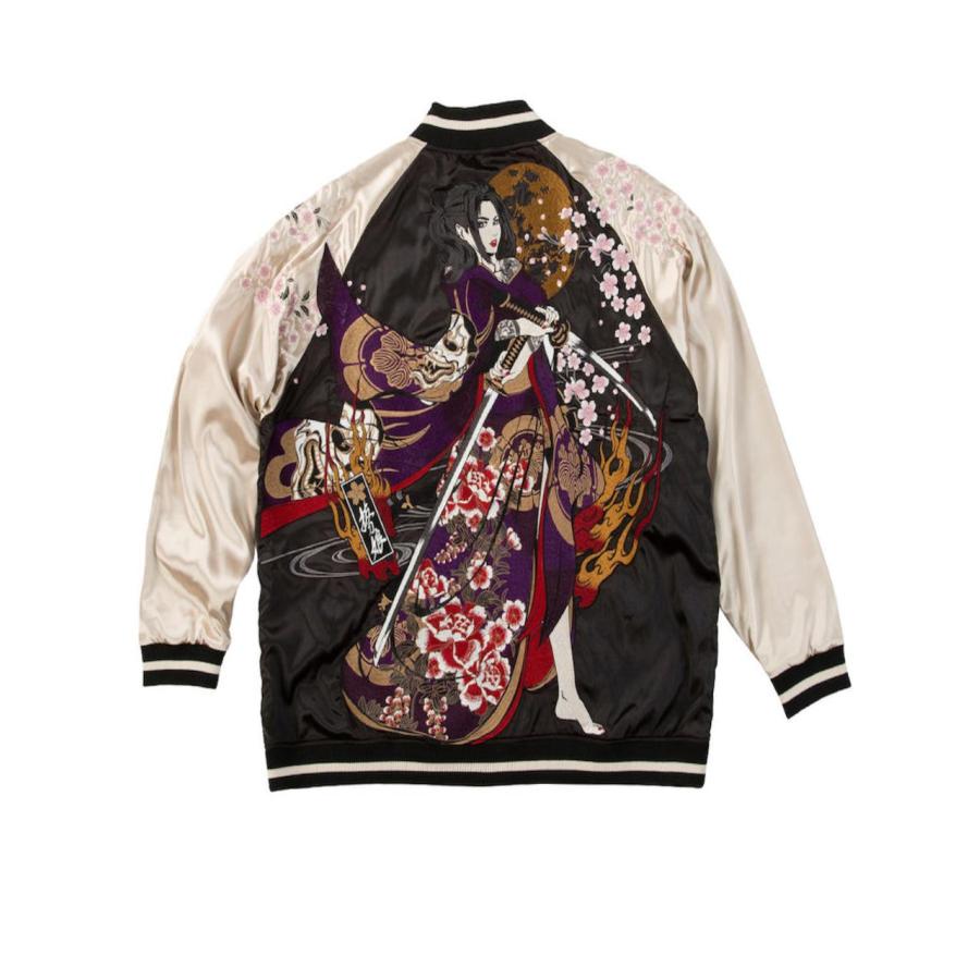 スカジャン 大きいサイズ メンズ リバーシブル 刺繍 和柄 抜刀娘 穂