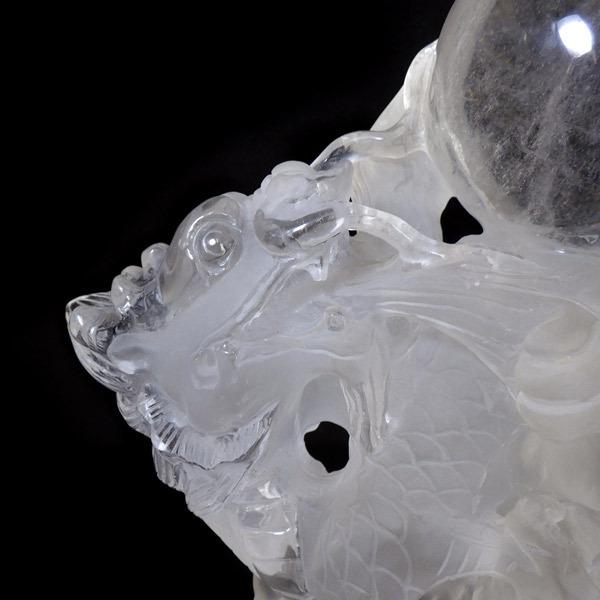 水晶 龍 彫刻 置物 龍彫り 台付き 天然石 パワーストーン 彫り物