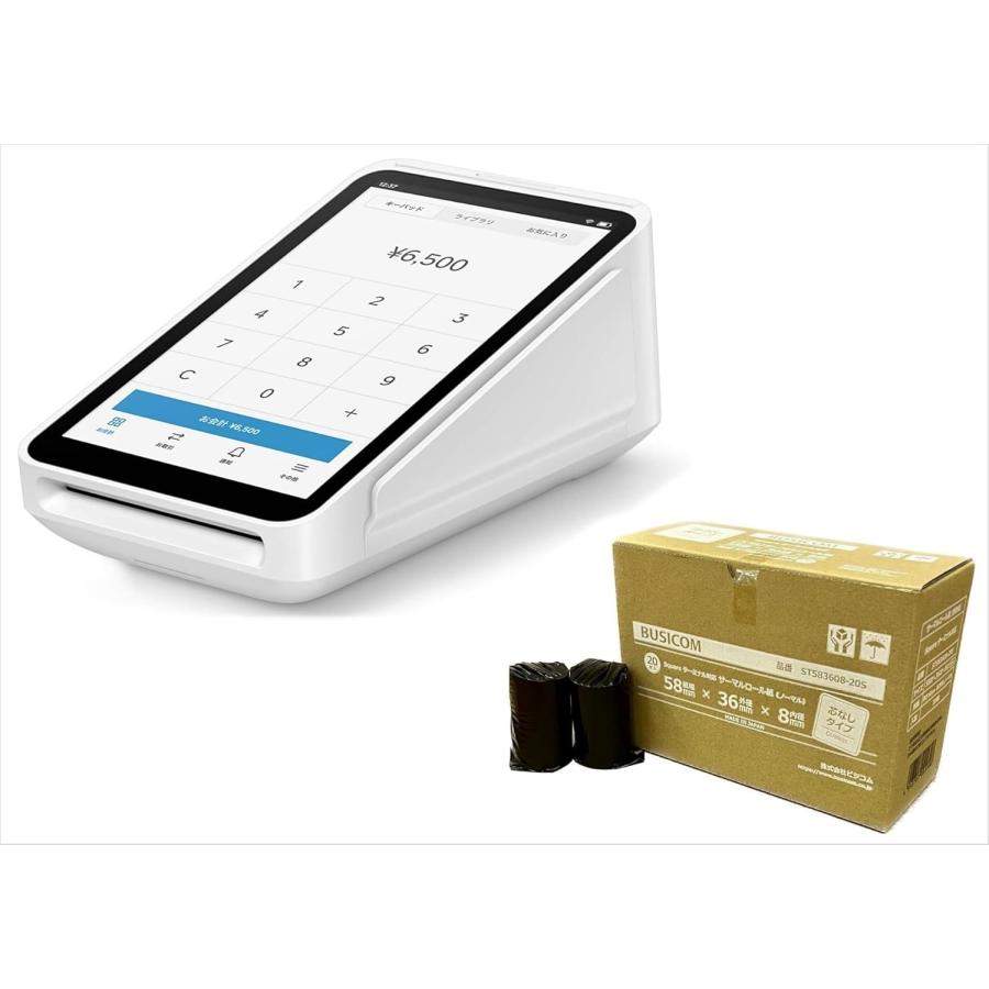 正規販売品】Square ターミナル + 感熱紙 1箱(20巻)付き プリンター