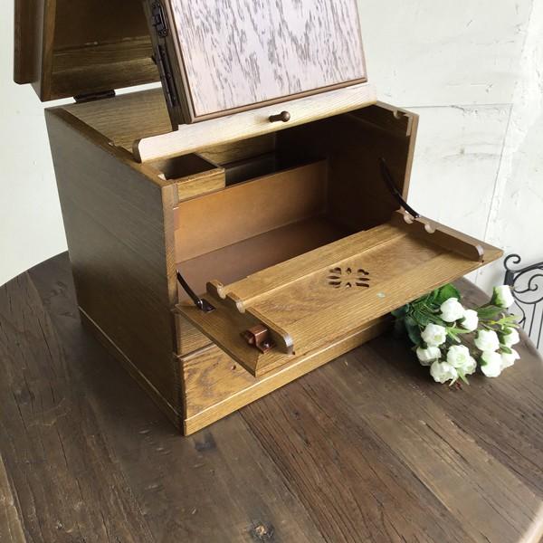 ウッドギャラリー樹 3面鏡メイクボックス 三面鏡付 メイクボックス