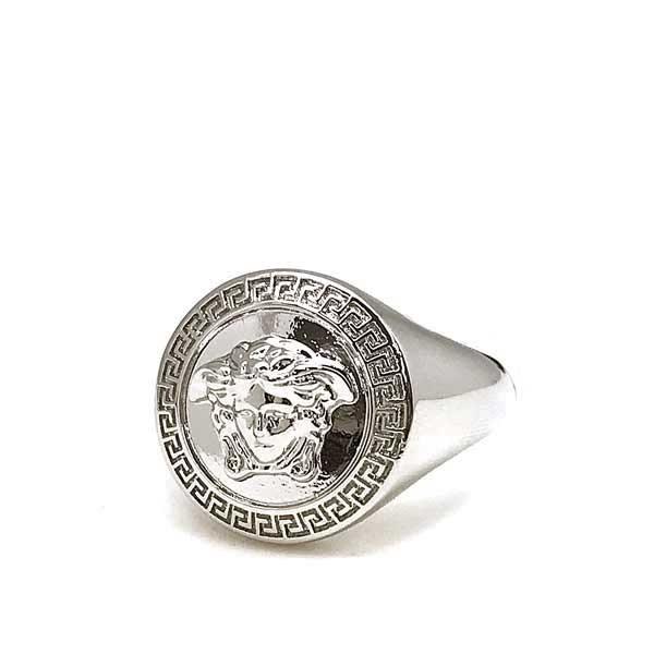 VERSACE 希少 ロゴ リング シルバー レッド シグネットリング 国内即発