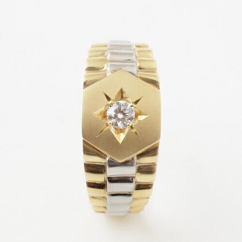 プラチナ 18金 リング Pt900 K18 コンビ ダイヤモンド 0.1ct 指輪 圧巻