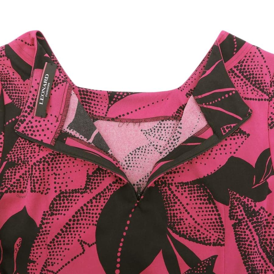 LEONARD（レオナール） カンカン素材 花柄 ボタニカル ワンピース