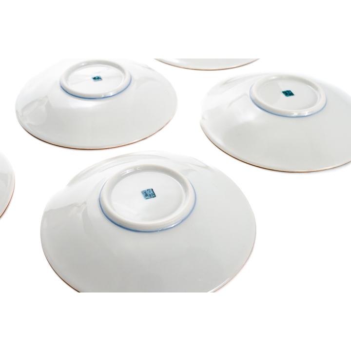 九谷焼 4.6号皿揃 吉田屋風間取牡丹に鳥 / 青郊窯 5枚セット和食器 皿