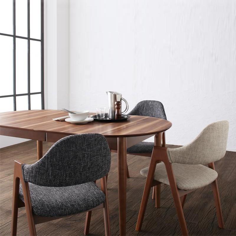 ダイニングチェア4脚セット 布張り ウォールナット色塗装 モダン北欧