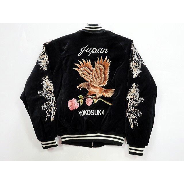 スカジャン 鷹に薔薇 別珍 日本製本格刺繍 2Lサイズ : takafuku1915