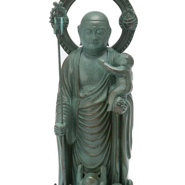 水子地蔵菩薩(子安地蔵菩薩) 合金製青銅色 15.5cm【牧田秀雲作