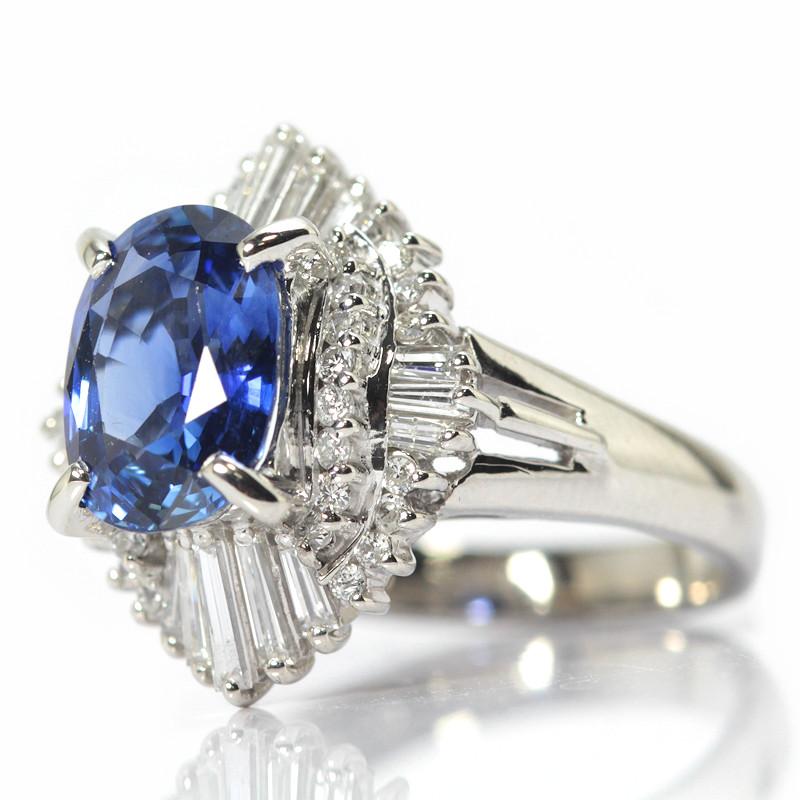 大粒 2.28/0.59ct】天然 ブルーサファイア リング Pt900 8.5号