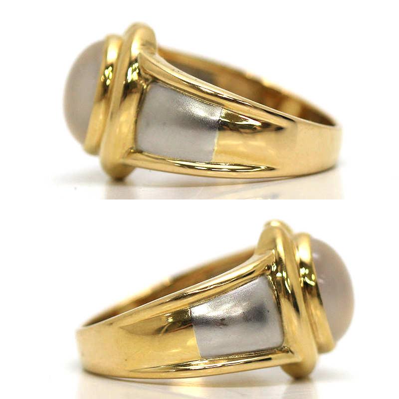 K18 Pt900 ムーンストーンキャッツアイリング 12号 18金 ゴールド