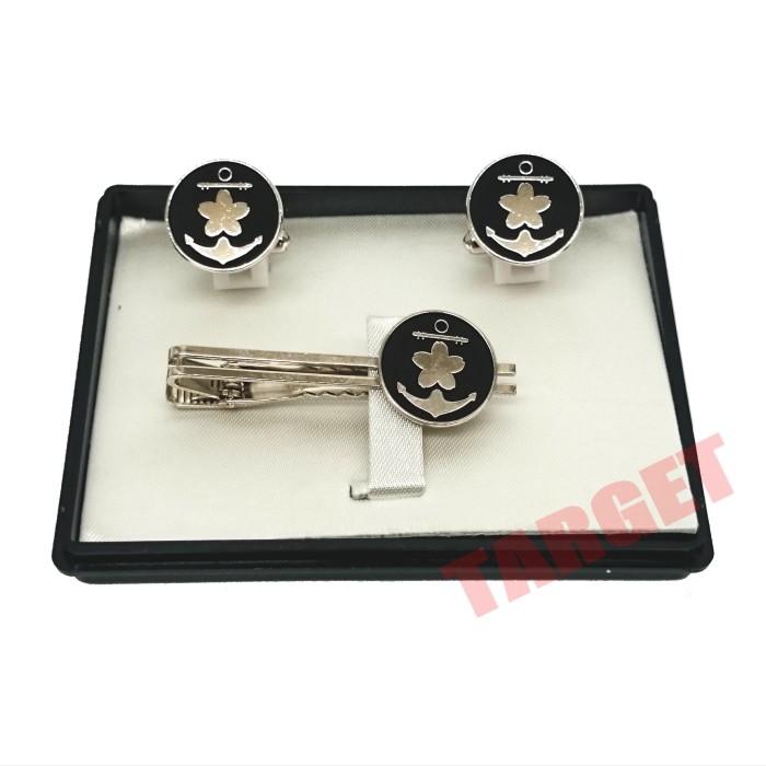 タイピン・カフスセット 海上自衛隊マーク（丸型） 金・銀 ケース付