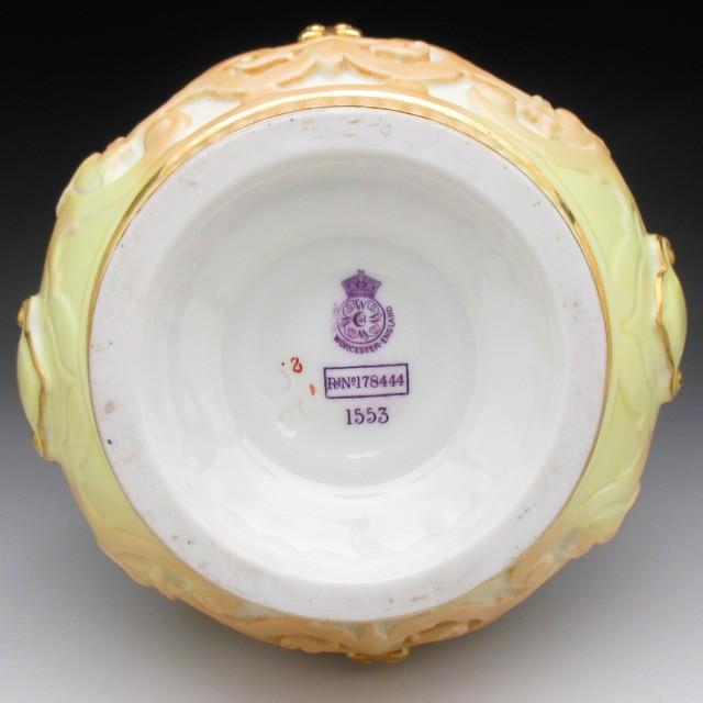 ロイヤルウースター 金彩草花絵 花瓶 26cm アンティーク 1891年