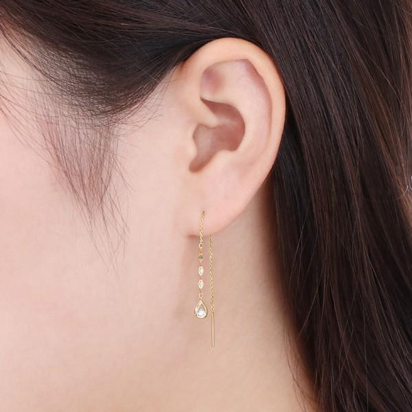 ジュエリーツツミ K18イエローゴールドダイヤモンドピアス 揺れる