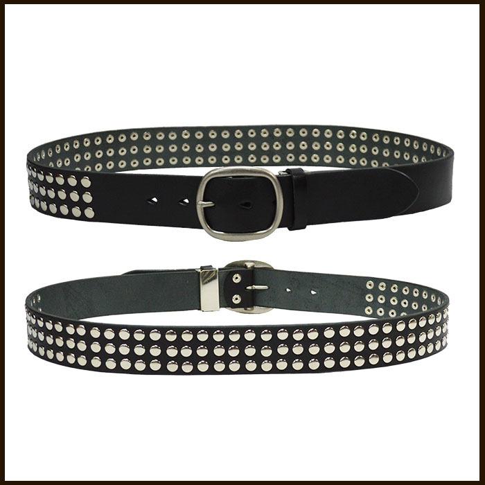 スタッズベルト メンズ 丸鋲 3連鋲 革 牛革 本革 レザー 日本製